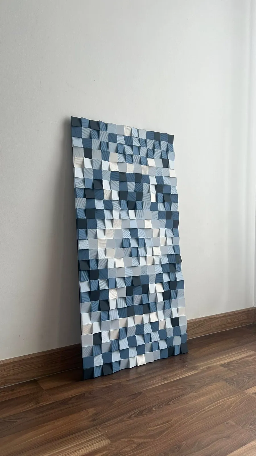 The Crystal, luminous pale wood mosaic panel
