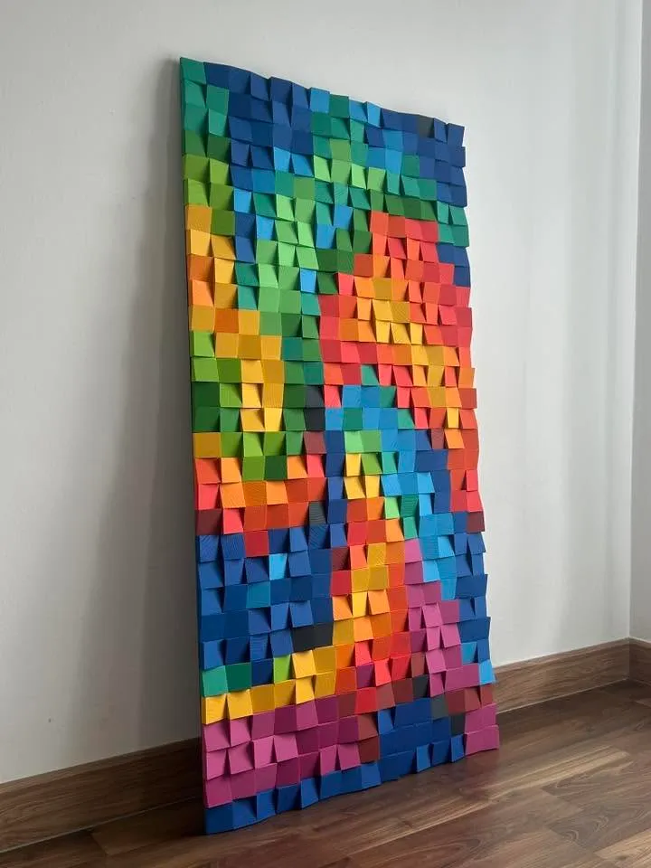 The Harmony, balanced multi-tone wood mosaic panel
